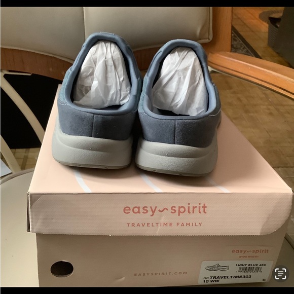 New in Box Easy Spirits 10 WW Light Blue SparkleTravelTime Style 430 Clogs Mules - Picture 4 of 16